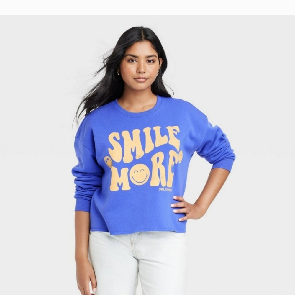 Smiley world crop sweater